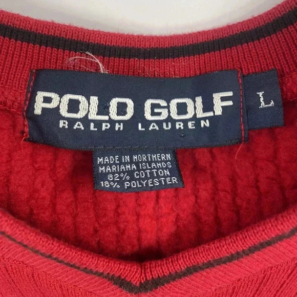 Vintage Polo Ralph Lauren Golf  Vest V Neck Mens L Red Cotton Rib Y2K - Picture 3 of 5